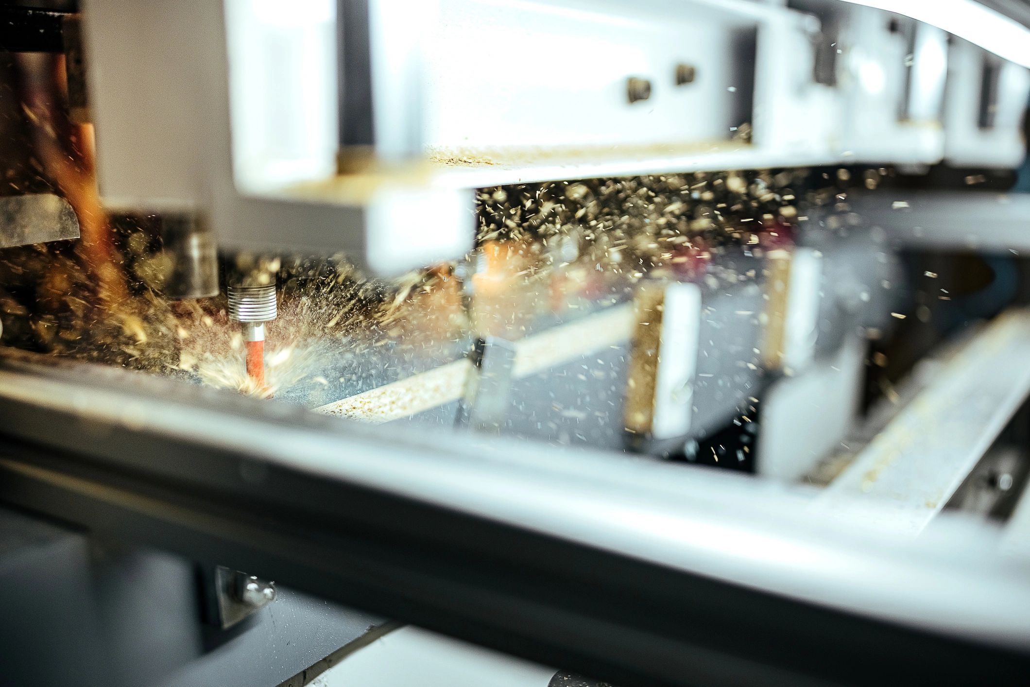 Close-up of a laser engraving machine in a workshop
